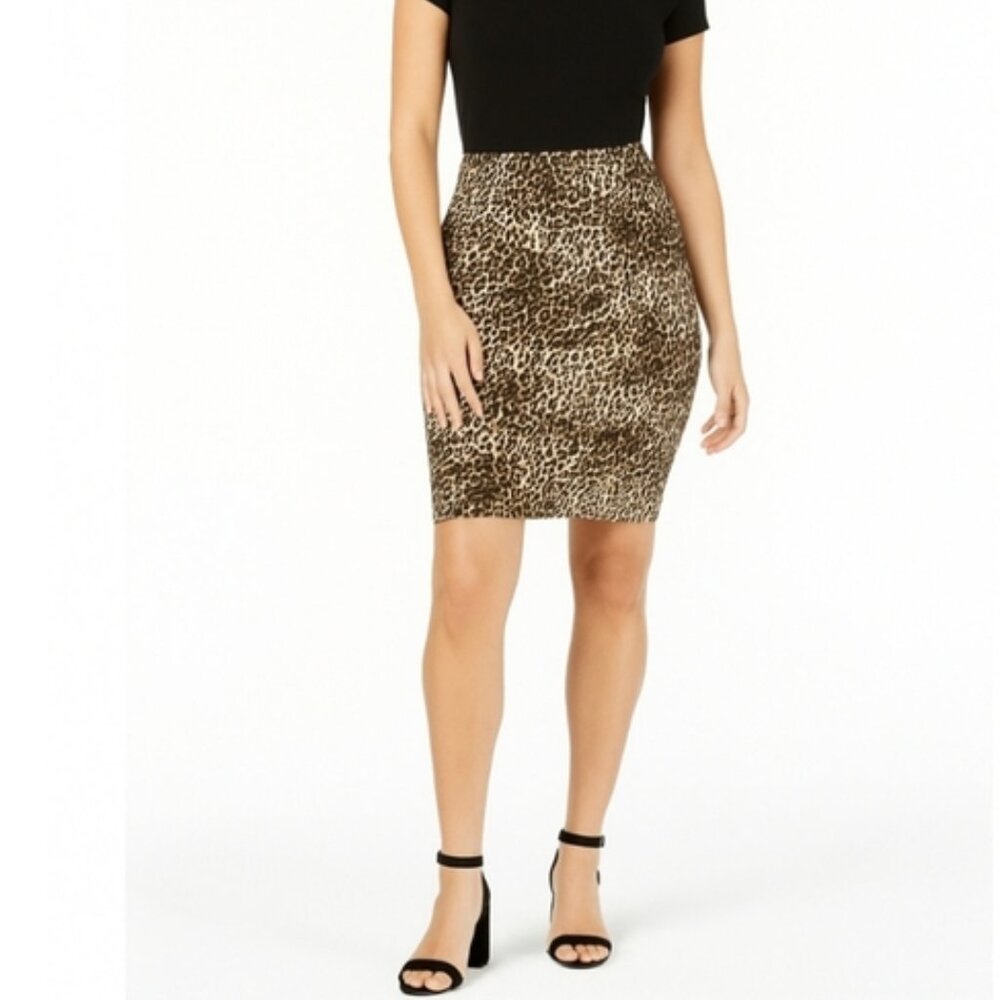 Alfani Animal Print Pencil Skirt Size 4 Petite